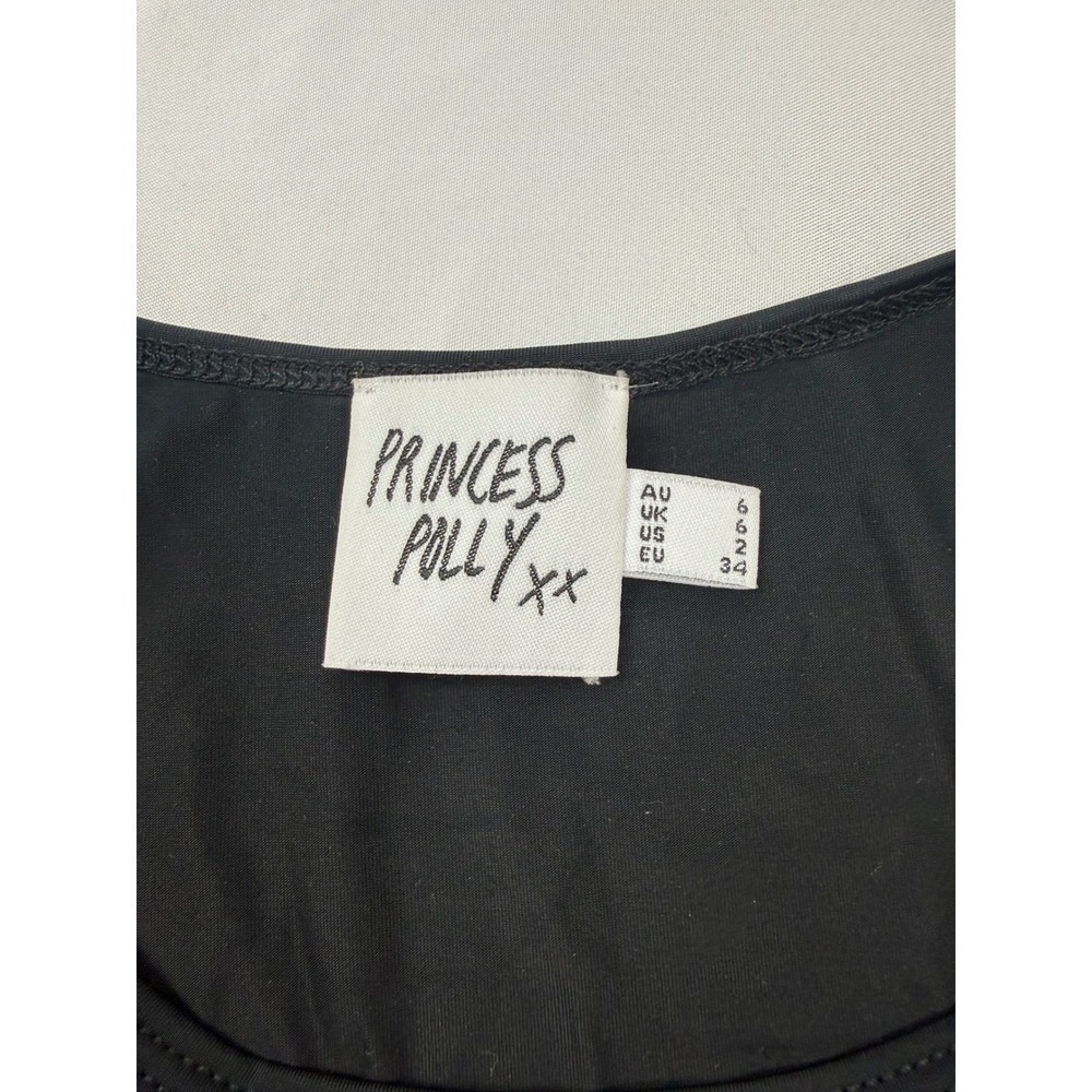 Princess Polly US 2 XXS Black Double‎ Zip Sleeveless Stretch Tank Top - Picture 3 of 7